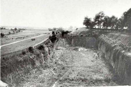 The trench on Fort Pitt's east front which in 1937 became the site of the first the tennis courts at the school the ground on the left being adapted as a playing field. Picture: Medway Archives and Local Studies Centre