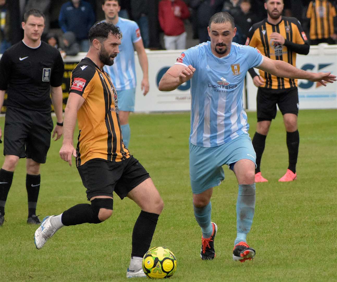 Midfielder Dean Rance in action for Folkestone - before he was sent off. Picture: Randolph File