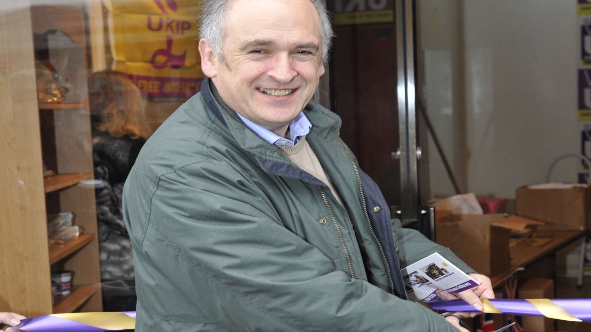 Piers Wauchope officially opened the campaign office before protesters arrived. Picture - Tony Flashman