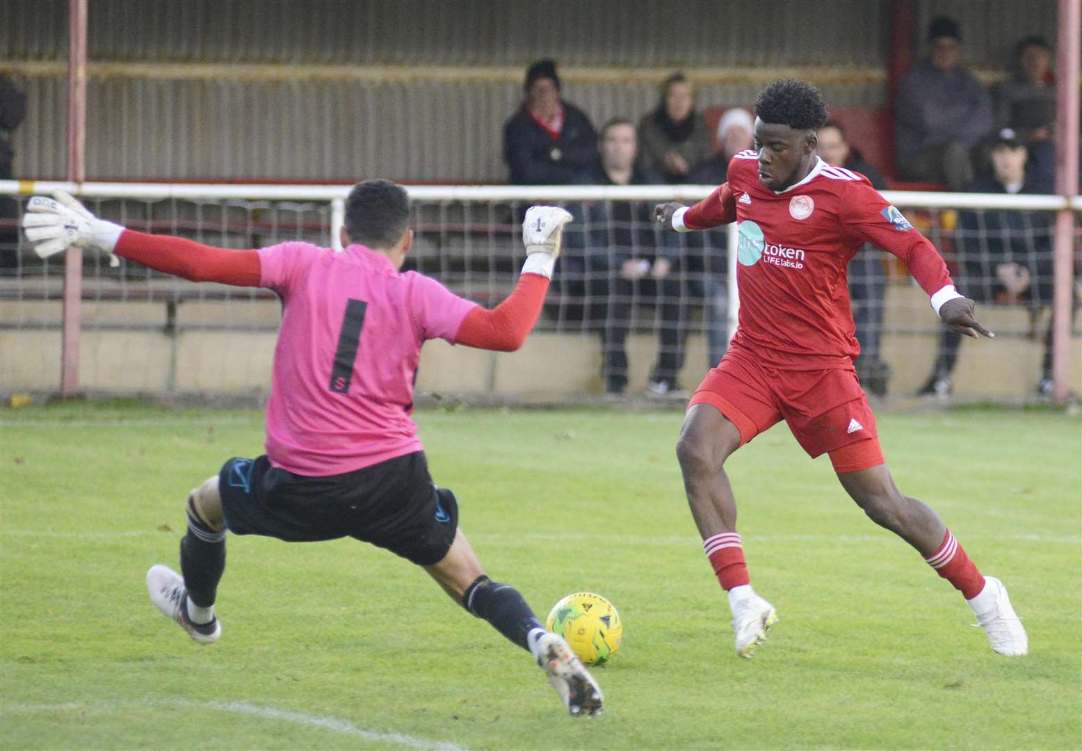 Hythe striker Junior Aikhionbare Picture: Paul Amos