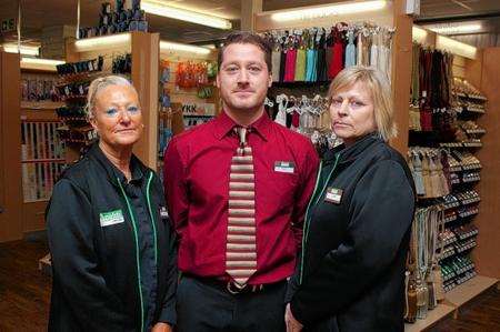 Dunelm Mill staff, from left, Sue Hussein, Adam Seymour and Lynn Ovenstone