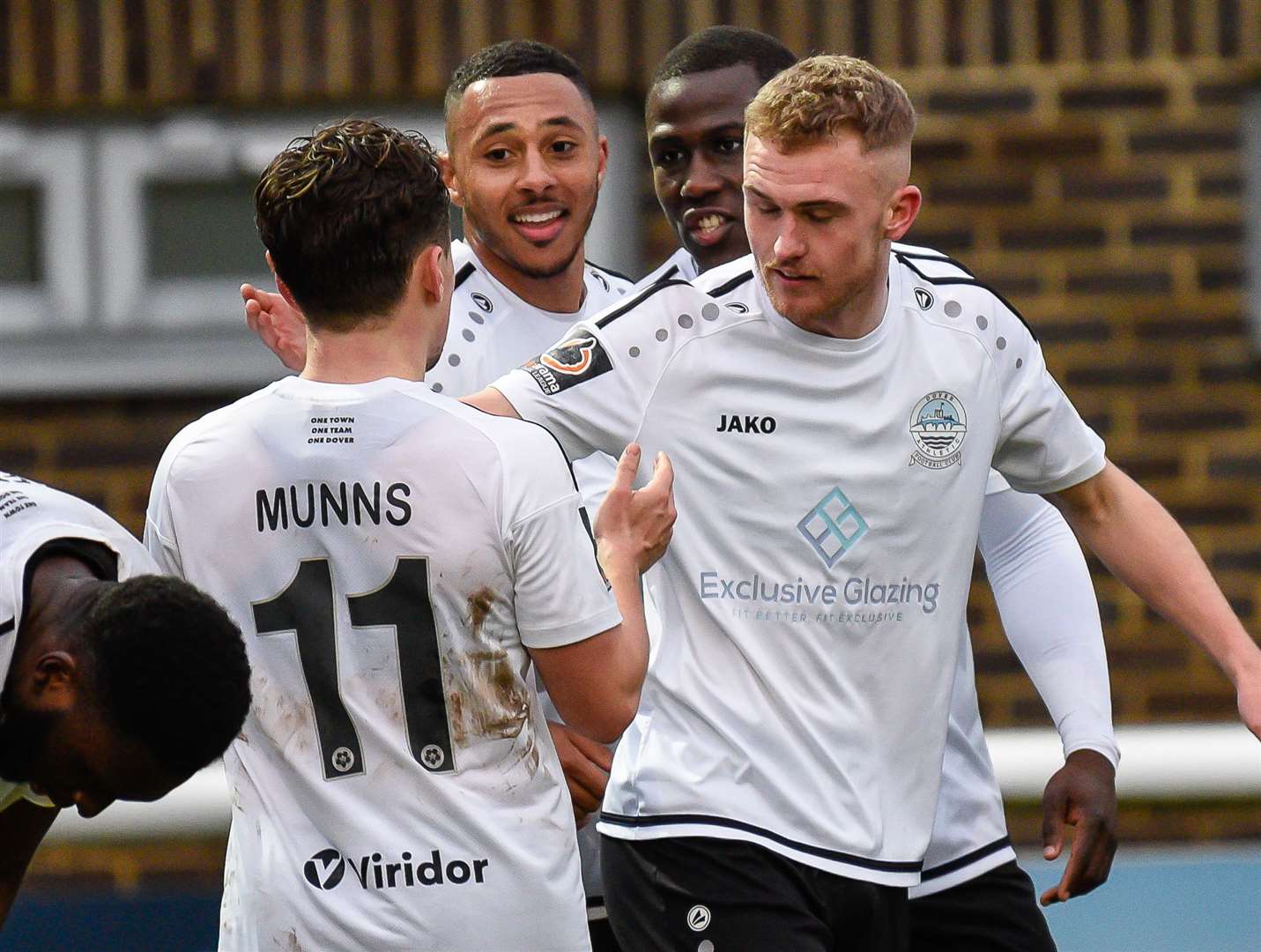 Celebrations as Dover midfielder Bobby-Joe Taylor makes it 5-1 in their win over AFC Fylde. Picture: Alan Langley