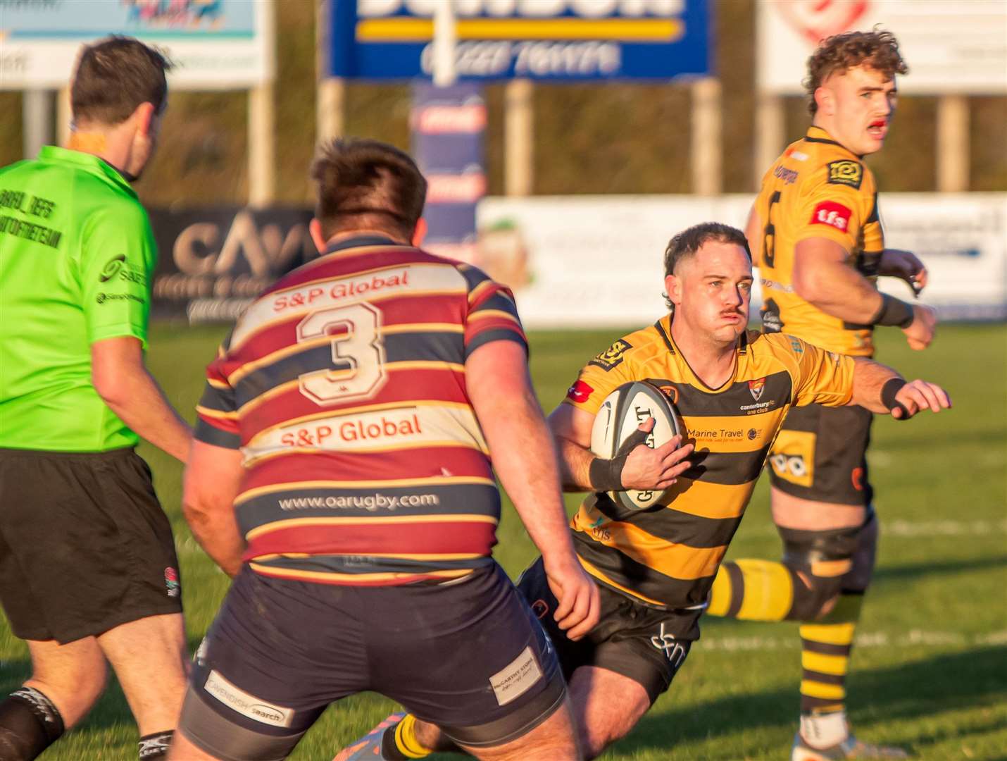 Tom Best in full flow for Canterbury Rugby Club in their 32-27 weekend win against Old Albanians. Picture: Phillipa Hilton