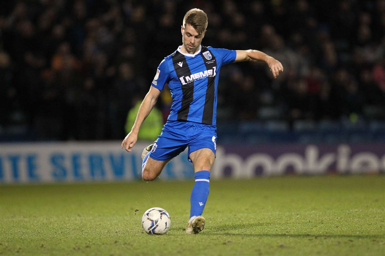 Jack Tucker plays the ball forward for Gillingham. Picture: KPI