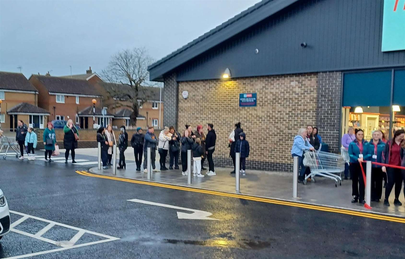 Queues formed outside the new Home Bargains store in Sheerness this morning