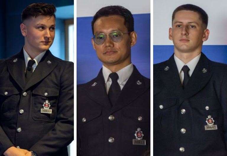 PC Jake Lunn, Umesh Limbu and Kam Przybylzki were recognised at the Divisional Commander’s Awards ceremony. Picture: Kent Police