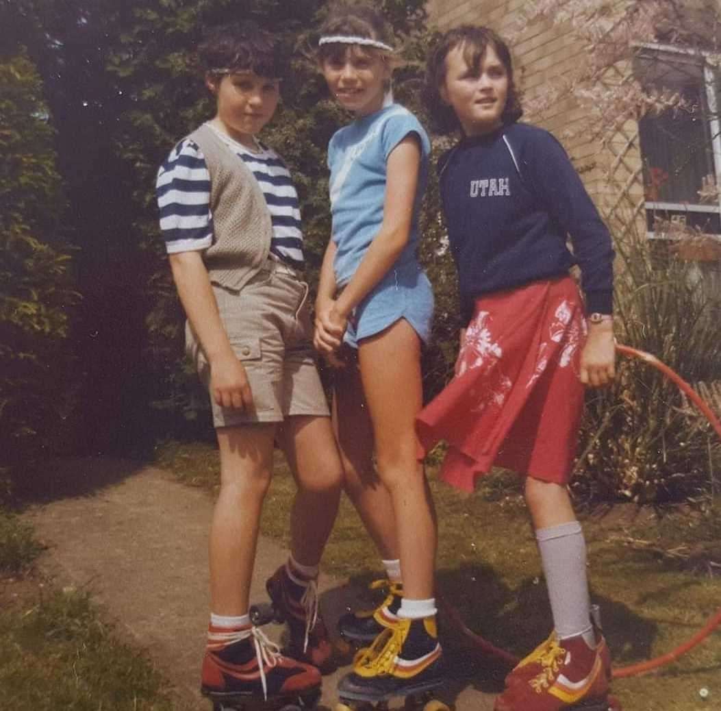 Jo Hernon (middle) with friends Natasha and Sarah from the 'happy, care free days'