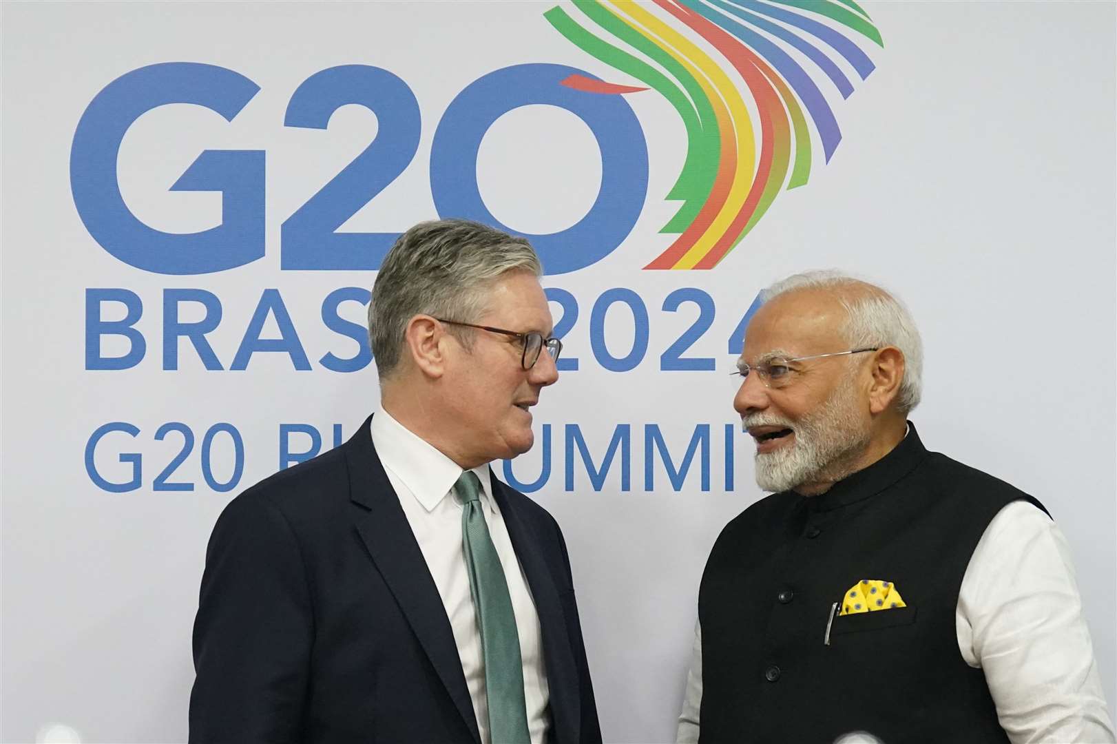 Sir Keir and Mr Modi at the G20 summit at the Museum of Modern Art in Rio de Janeiro (Stefan Rousseau/PA)