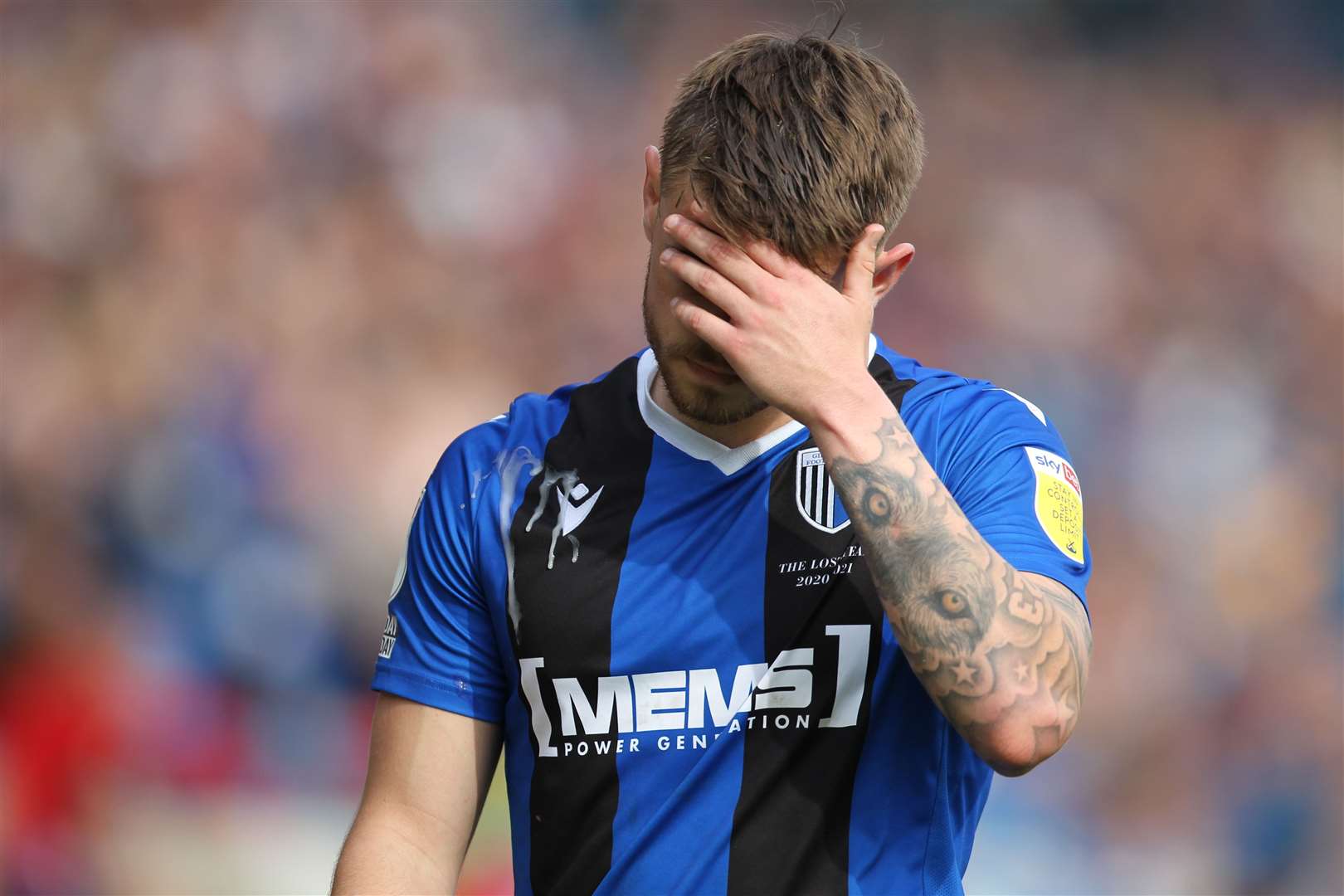 Charlie Kelman is sent off on Monday against Fleetwood Picture: KPI