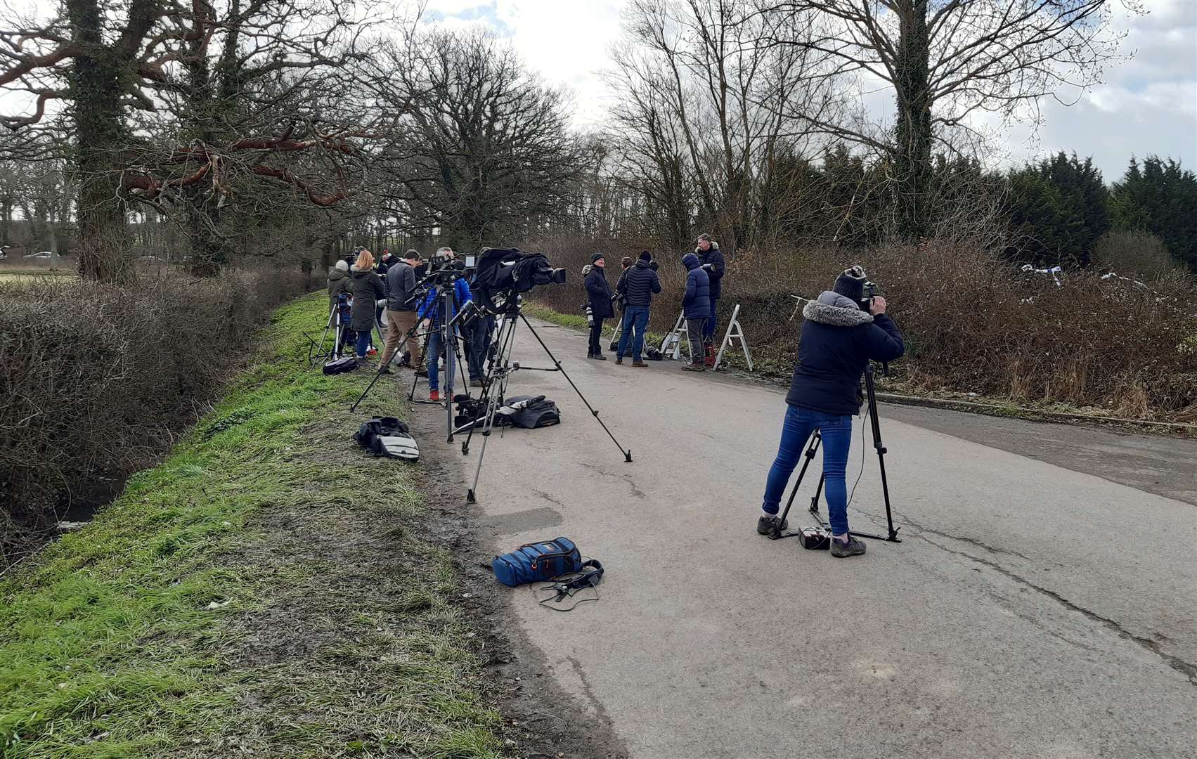 Media in Bears Lane on Thursday