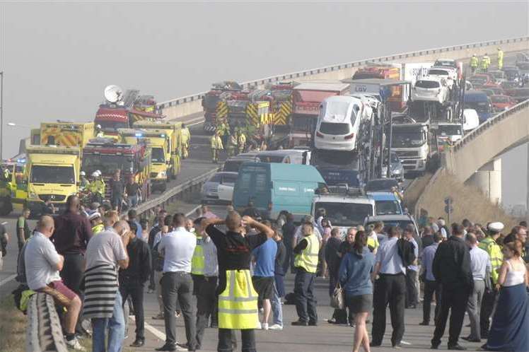 The Sheppey Crossing crash in 2013. Picture: Chris Davey