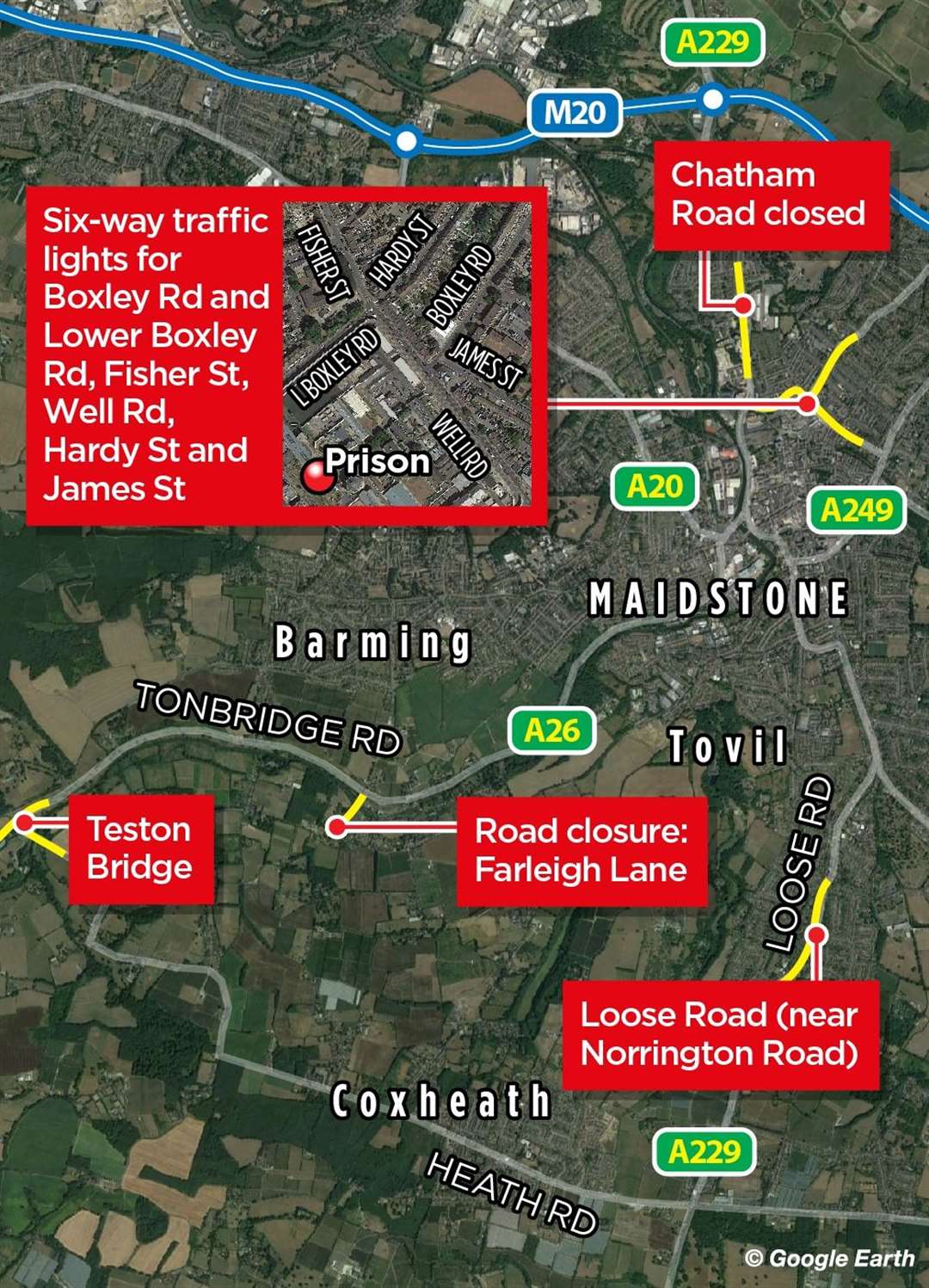 There are a number of roadworks in and around the town centre