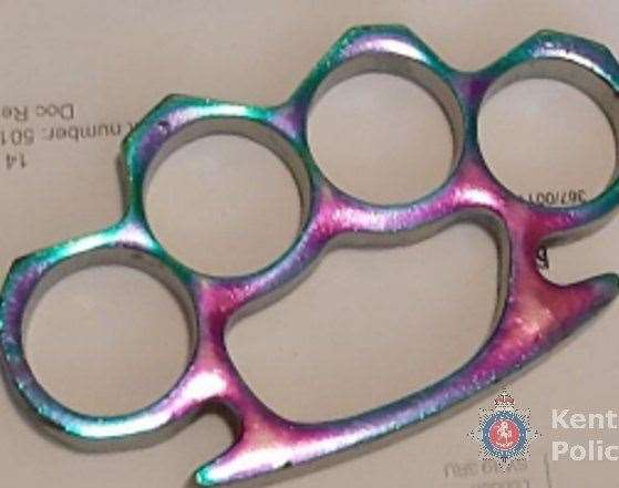 Police found a knuckleduster at Keenan Hall-Shelton's house. Picture: Kent Police