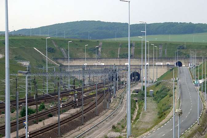 The Eurotunnel terminal at Coquelles. Pic from Wiki Commons.