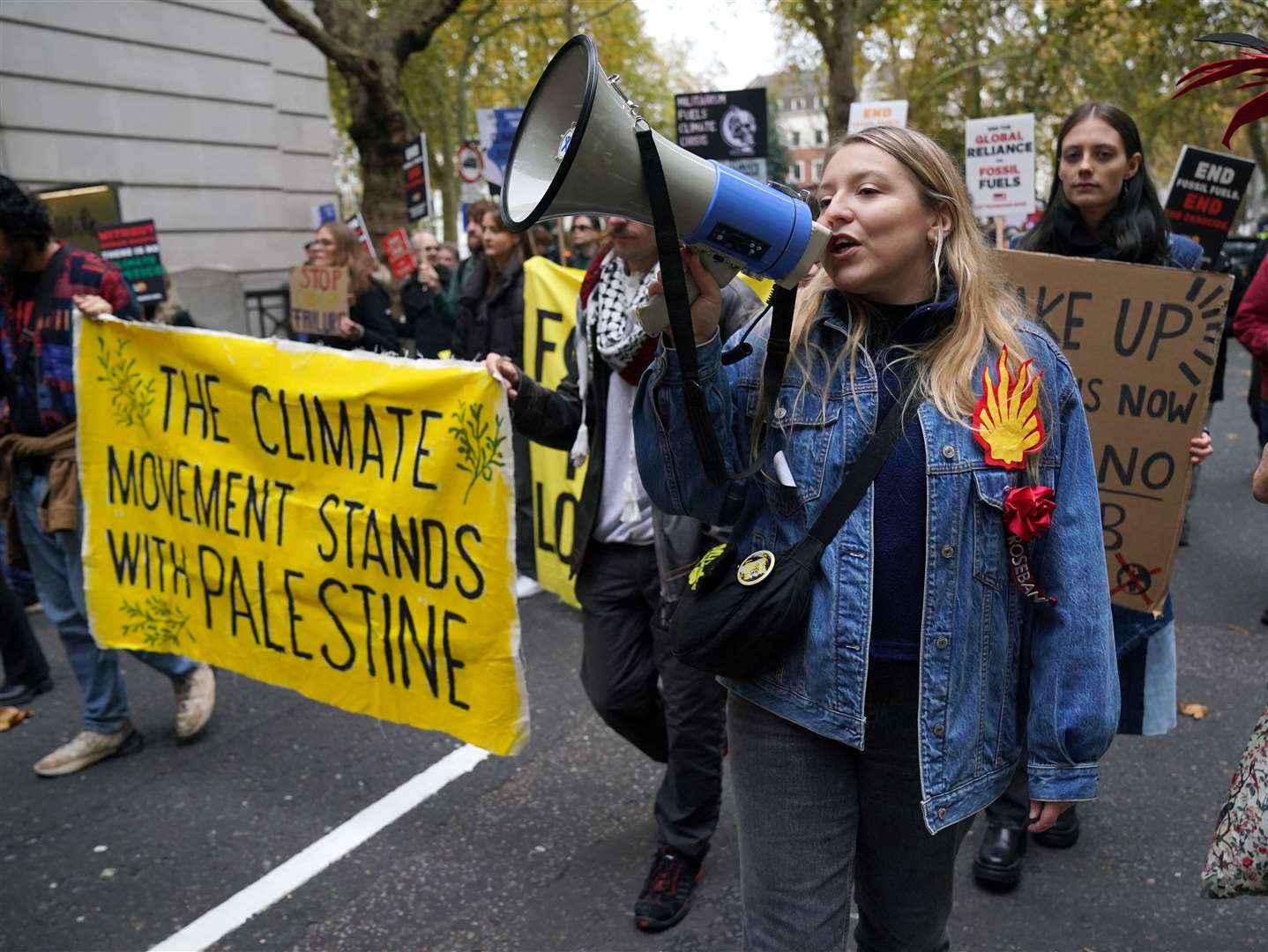 Demonstrators chanted ‘ceasefire now’ as they marched through central London (Jonathan Brady/PA)