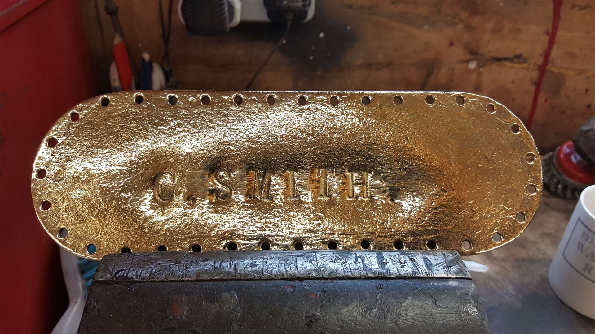 The nameplate of Charles Smith, which was discovered in the English Channel about 15 miles off Ramsgate. Picture: Mark Watson