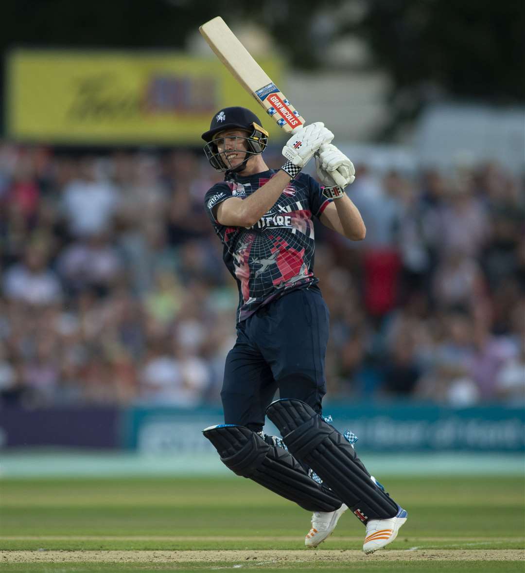 Adam Milne at the crease during Kent's T20 meeting with Essex. Picture: Ady Kerry