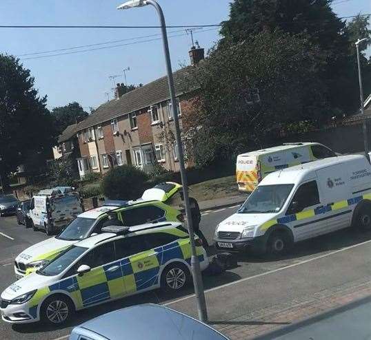 Police and forensics at the scene in Faversham