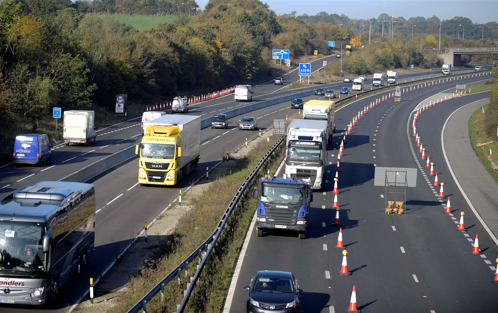 The M20 will be closed overnight while Operation Brock is removed. Picture: Barry Goodwin