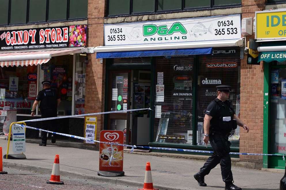 Police at the scene of the accident in Station Road, Rainham