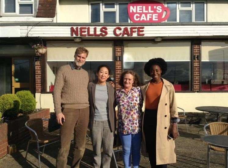 Darren Boyd, Sandra Oh, Cafe manager Sandra Hassan and Kirby Howell-Baptiste (8012204)