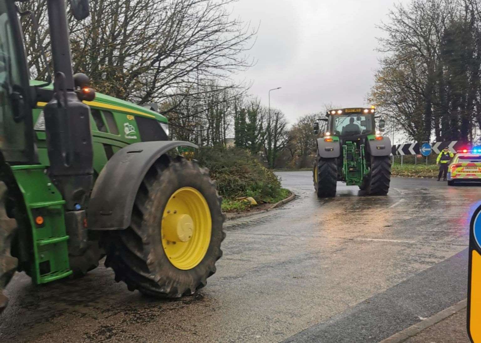 About 100 tractors have been spotted heading in to Dover