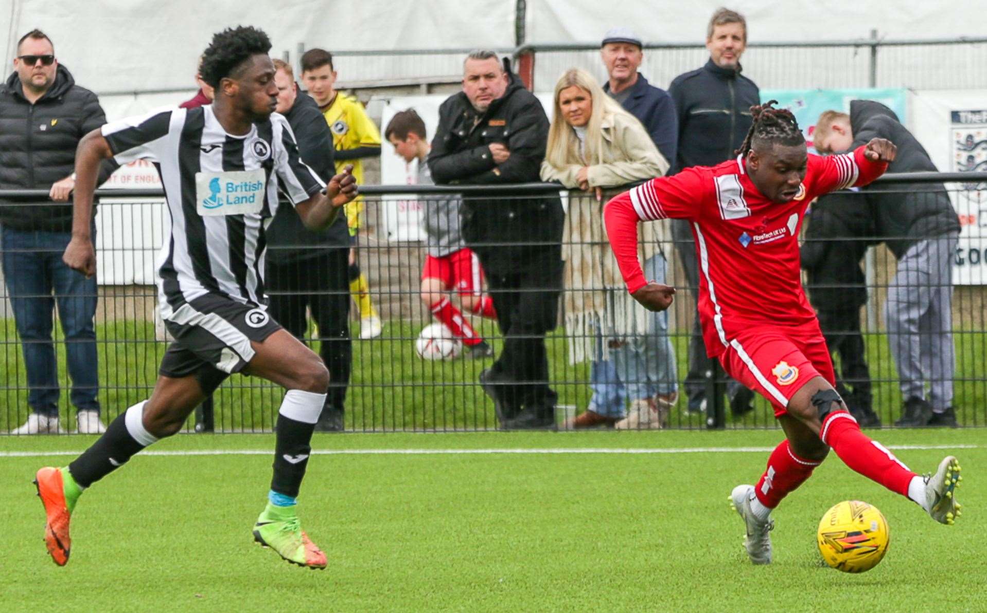 Whitstable's Jefferson Aibangbee shows trickery on the wing against Fisher, but couldn't prevent a 2-1 defeat last Saturday. Picture: Les Biggs