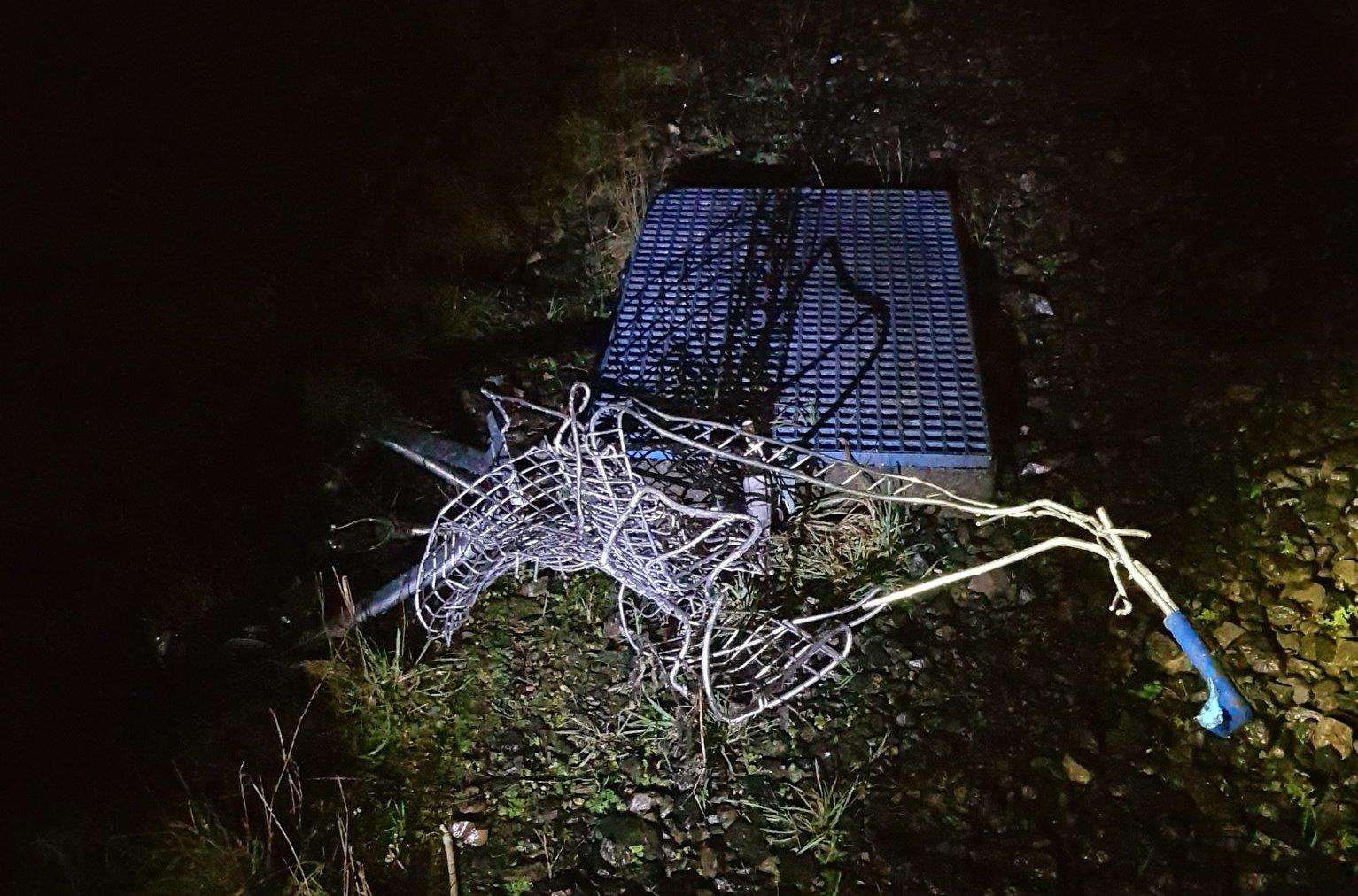 The mangled trolley incident on February 6. Picture: British Transport Police