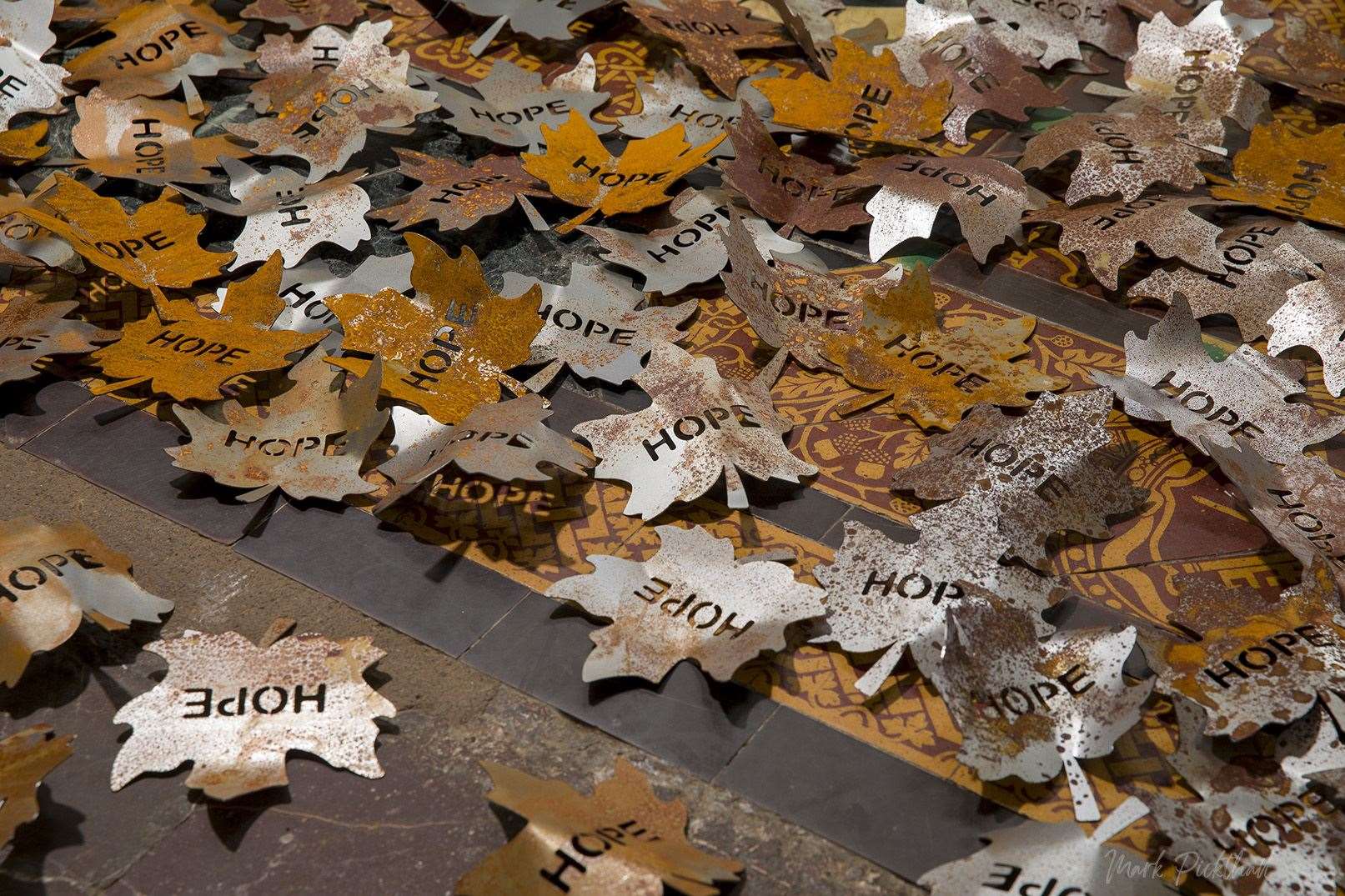 Peter Walker's display features 5,000 metal leaves. Picture: Mark Pickthall