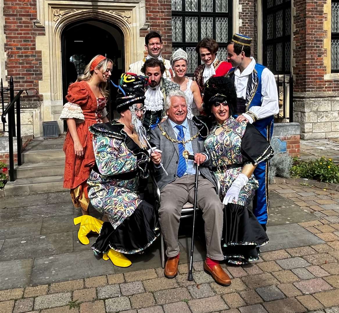 The Cinderella cast surround Maidstone Mayor John Perry