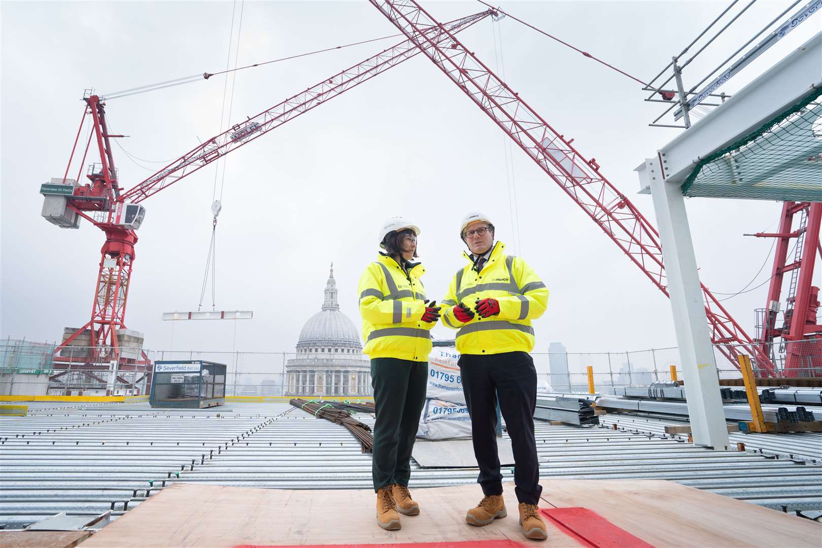 Sir Keir Starmer and Rachel Reeves on a construction site in the run-up to the election this year (Stefan Rousseau/PA)