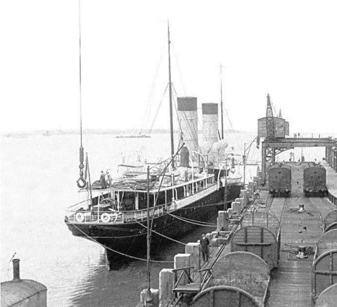 A ferry moored at Queenborough Pier