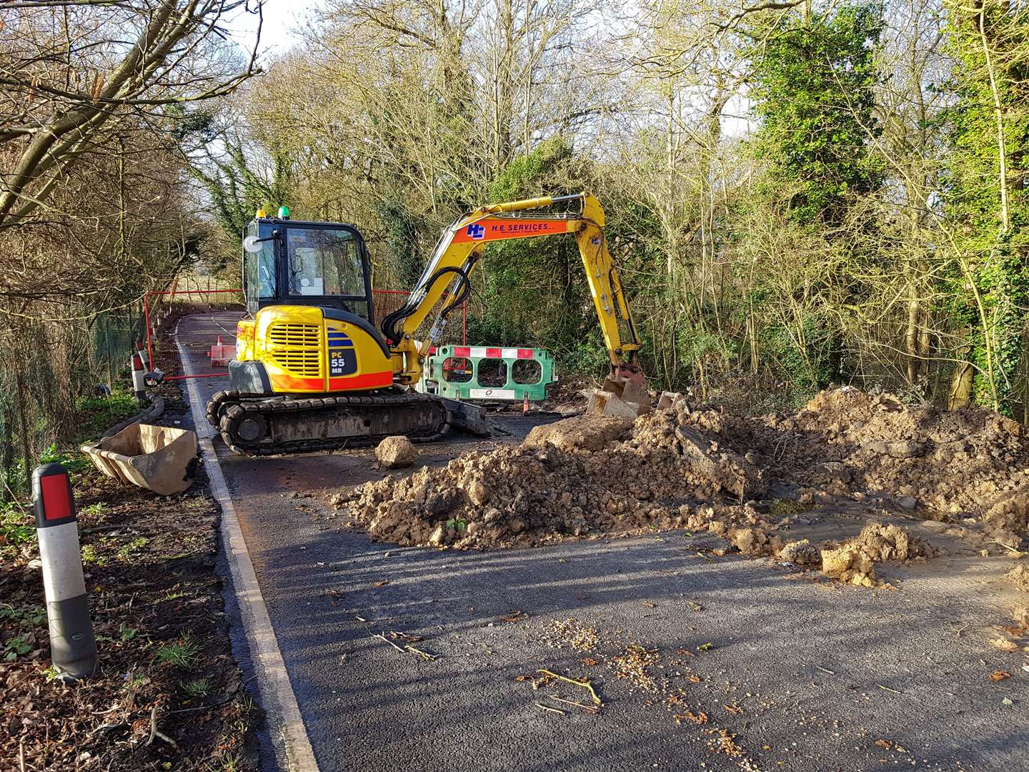 A burst water main has damaged Shalloak Road