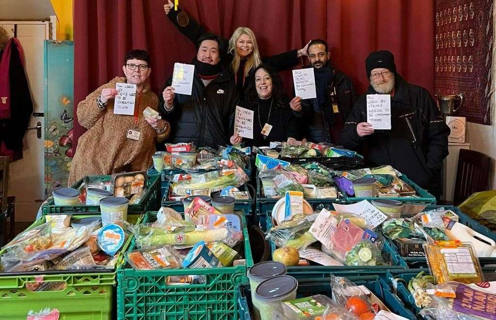 Maya Amangeldiyeva from Herne Bay and the team at the nightly evening food bank. Picture: Maya Amangeldiyeva