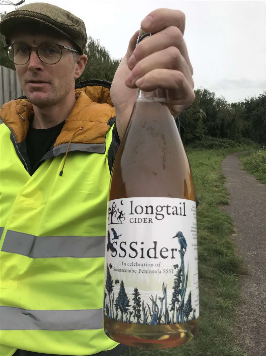 A special edition cider was brewed for the Swanscombe theme park protest – a nod to its Special Site of Scientific Interest protected status. Picture: Chris Hunter