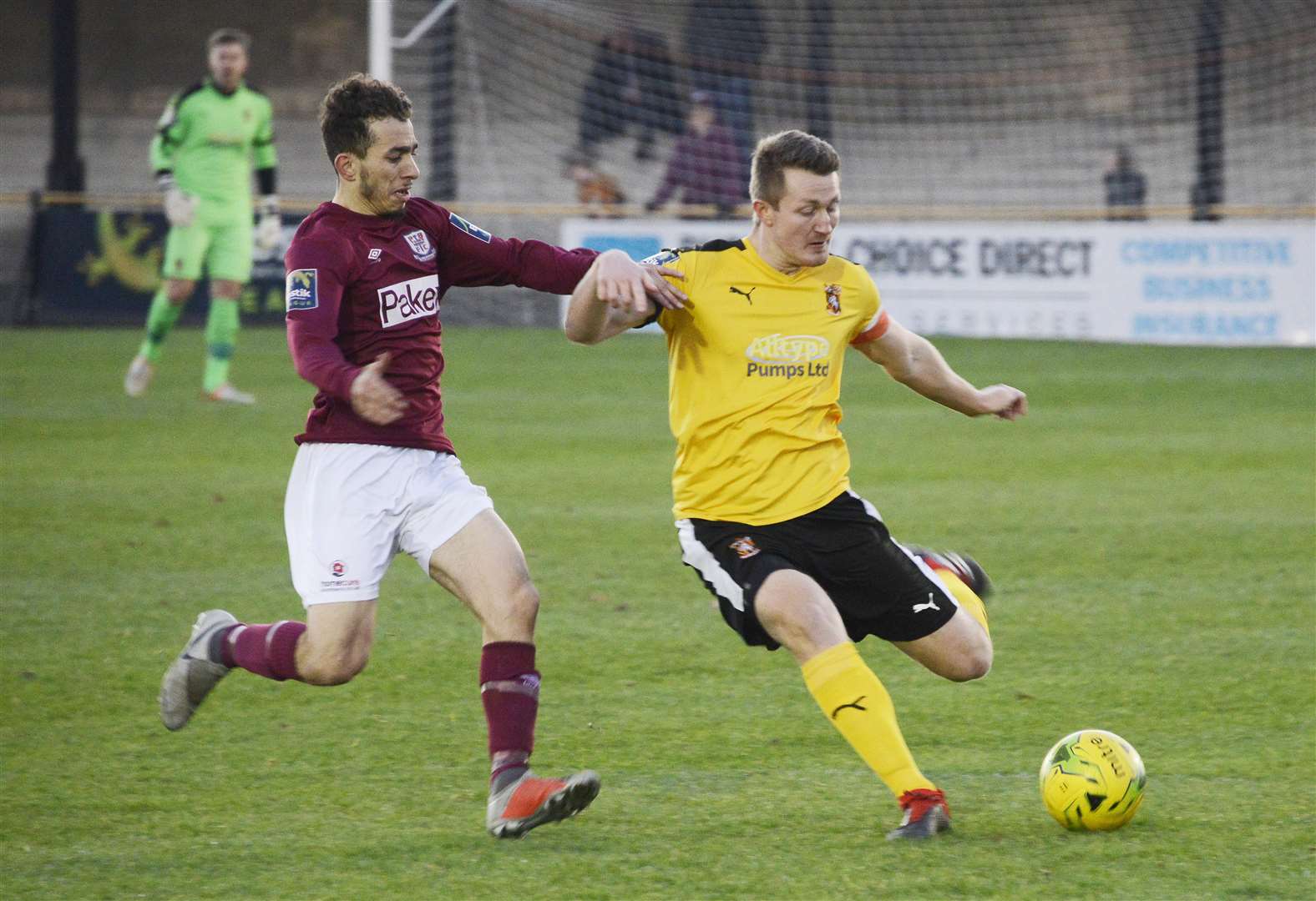 Callum Davies goes to clear the ball upfield Picture: Paul Amos