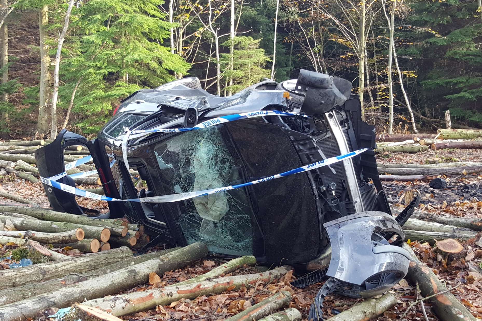 The Renault flipped in Thornden Wood Road