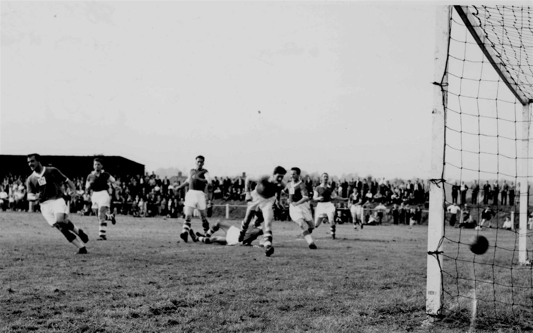 Canterbury City beat Ashford Town 3-2 in the first game at the club's Kingsmead Stadium watched in "torrid heat" by a crowd of 2,300. It was officially opened a few days later on Thursday 4th September by Sir Stanley Rous, secretary of the Football Association, when City were at home to Kent League champions Sittingbourne which ended 1-1. File picture from Images of Canterbury book