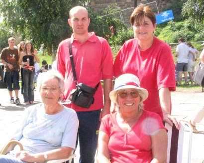 Pat Cooper, 69, from Tonbridge, and sister Judy Kirby, 65, from Tonbridge with Suzanne Richardson, 44, and Shaun Daniel, 34