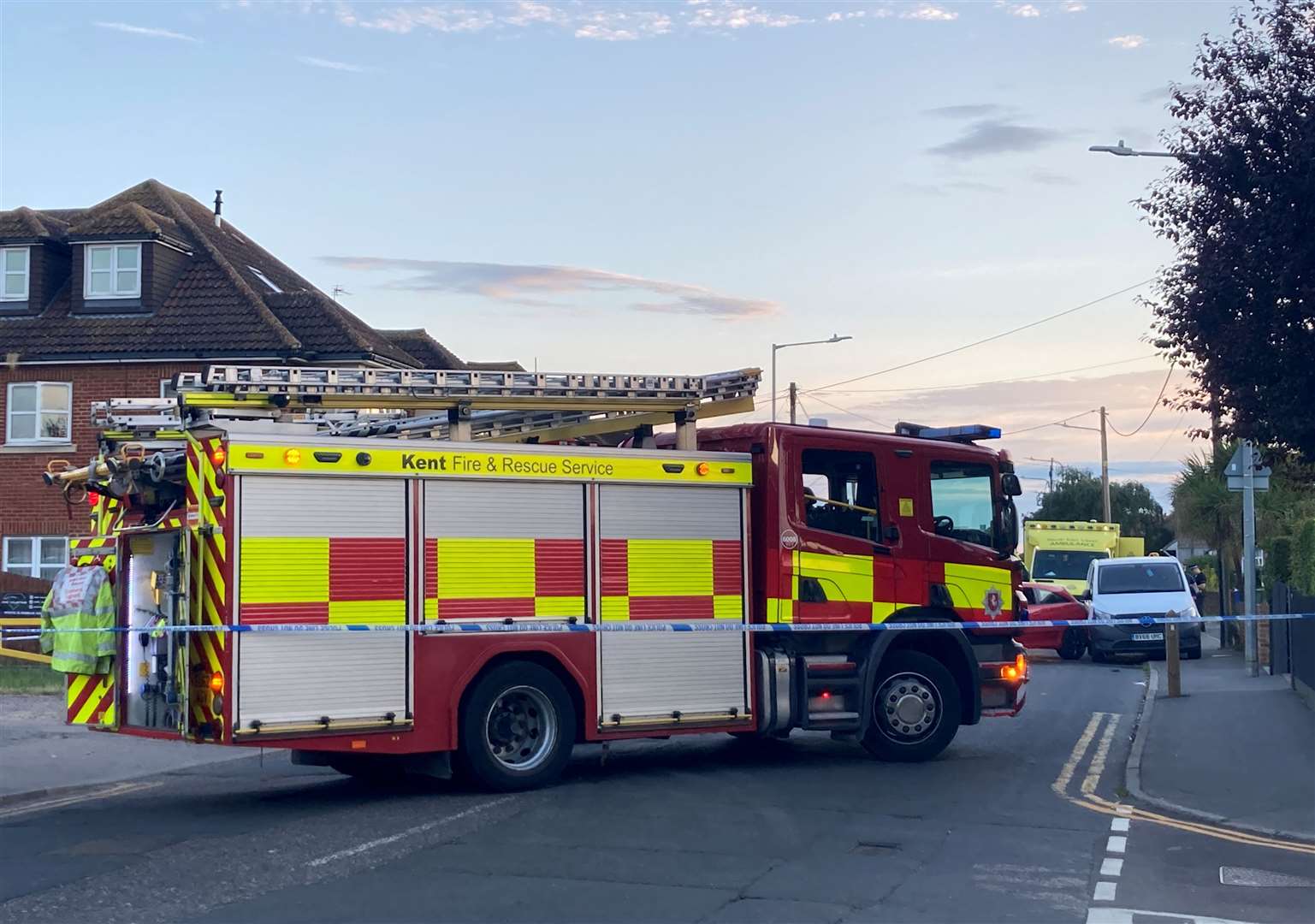 Fire crews were on the scene of the crash in Queenborough Road, Halfway, near Sheerness East Working Men’s club. Picture: John Nurden