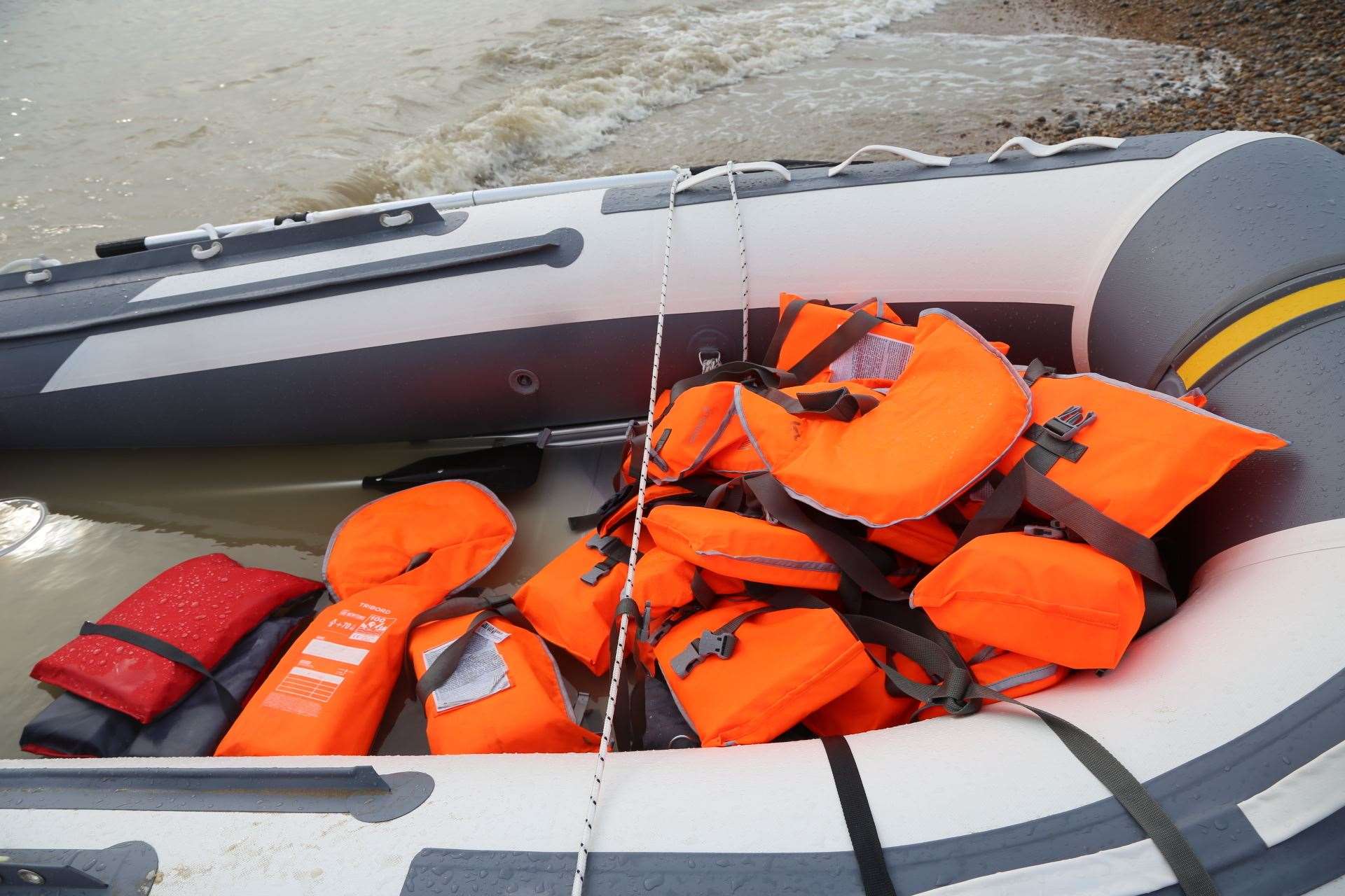 A dinghy recovered on the Marsh coast today. Picture: Susan Pilcher