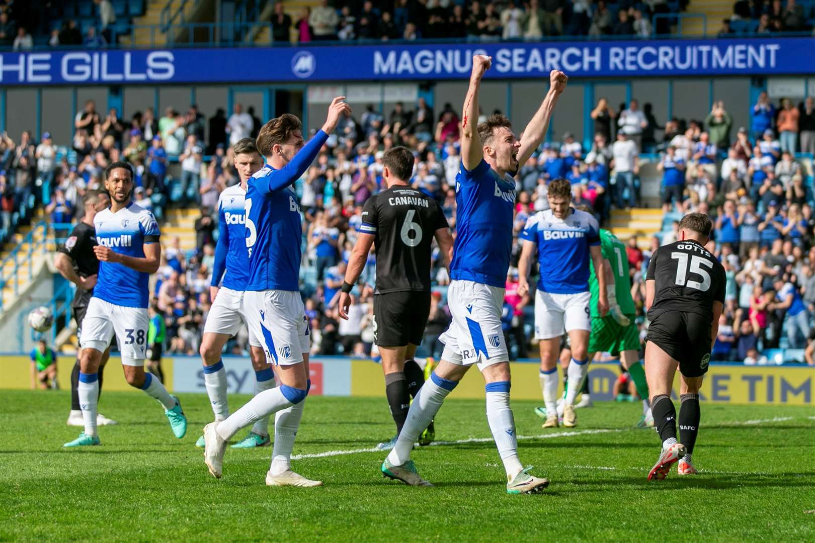 A cross from Conor Masterson is turned in by a Barrow defender on Saturday Picture: @Julian_KPI