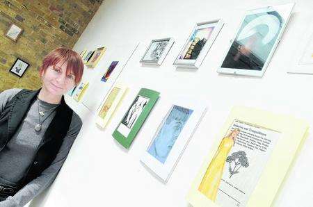 Auction invigilator Kim Conway, pictured inside Margate Harbour Arm Gallery (picture by Paul Dennis)