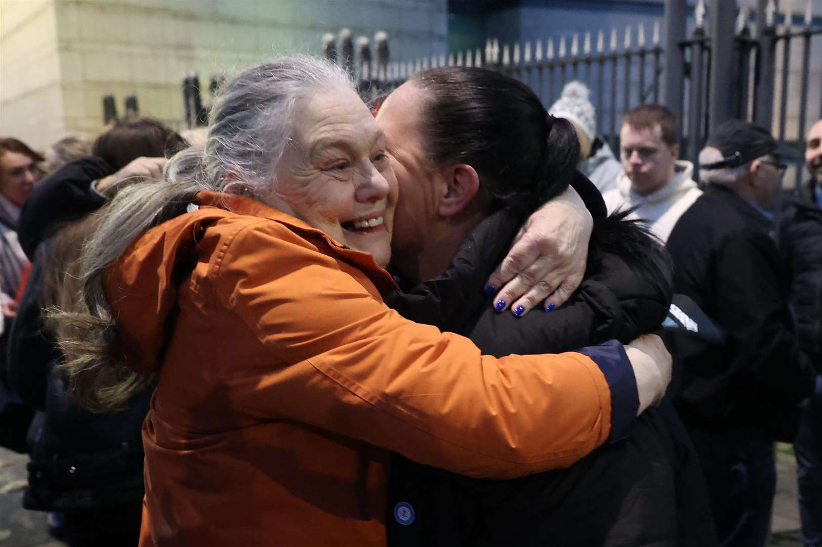 Margaret (left), mother of Ian Ogle, outside Laganside Courts, Belfast, after Walter Ervine, Glenn Rainey and Robert Spiers were found guilty of Mr Ogle’s murder in Belfast in January 2019 (Liam McBurney/PA)