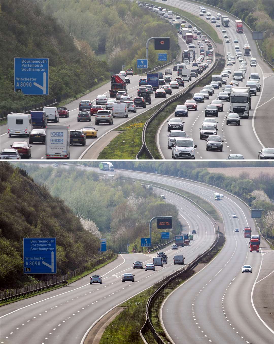 The M3 motorway near Winchester in Hampshire (Andrew Matthews/Steve Parsons/PA)