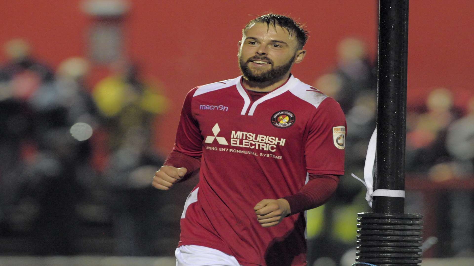 Matty Godden is all smiles after scoring one of his three goals against Farnborough Picture: Andy Payton