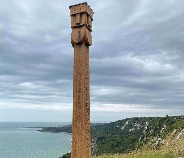 The 8ft sculpture appeared at the reserve in Capel-Le-Ferne. Picture: Kent Wildlife Trust