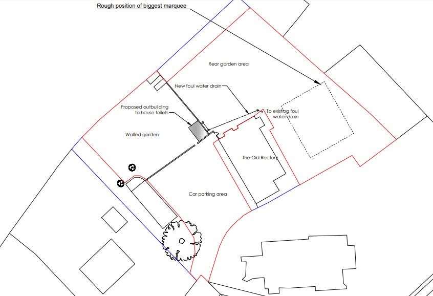 The Old Rectory at Mongeham Church Close wants to demolish an outbuilding to build a toilet block for guests at plush weddings in its garden where there will be a marquee if the plans are approved. Picture Cyma Architects Ltd