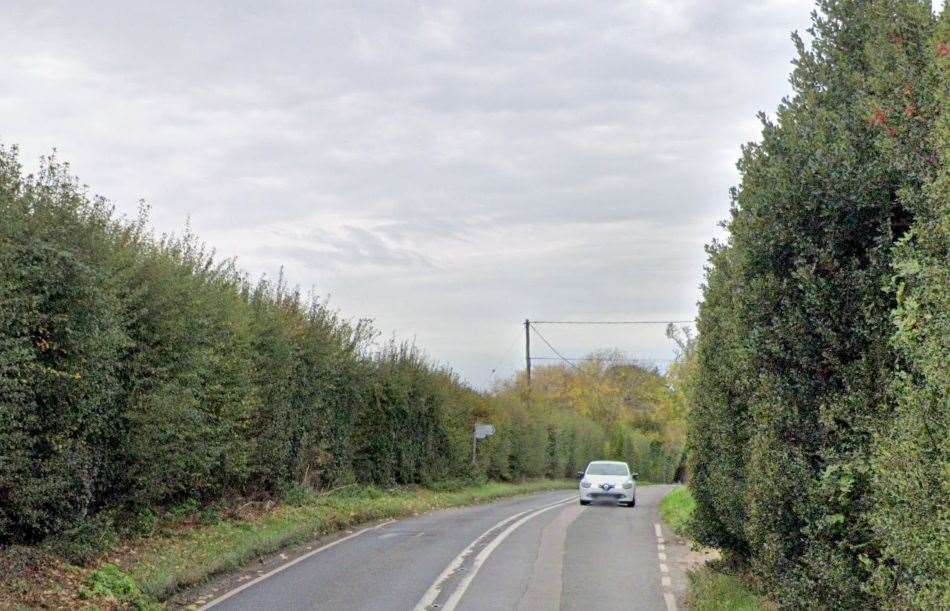 A motorcyclist has died following a serious collision with a Range Rover on the A257 near Cherville Lane between Wingham and Littlebourne. Picture: Google