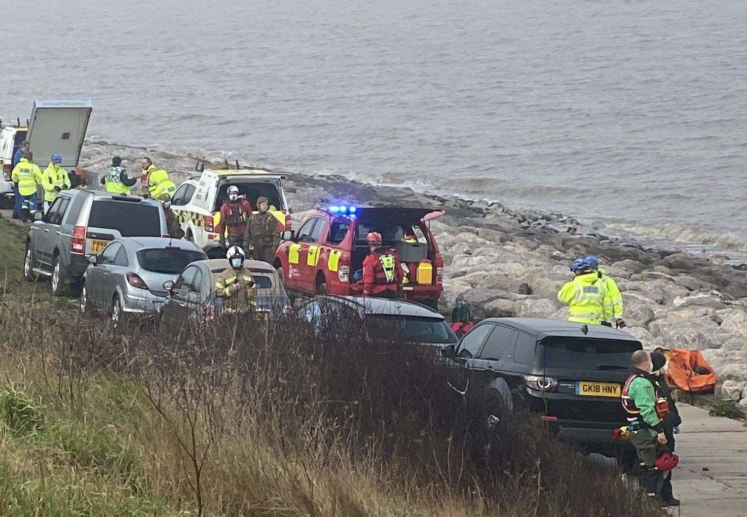 The walkers have been handed into the care of ambulance teams. Picture: Dr Paula Owens